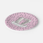 Roze en Grijze Ballon Meisjes 17e Verjaardagsfeest Papieren Bordje (Gekanteld)