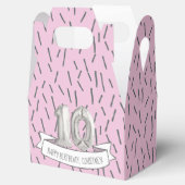 Roze en grijze ballonmeisjes 10e verjaardag bedankdoosjes (Geopend)