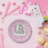 Roze en grijze ballonmeisjes 18e verjaardag papieren bordje (Feest)