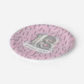 Roze en grijze ballonmeisjes 18e verjaardag papieren bordje (Gekanteld)