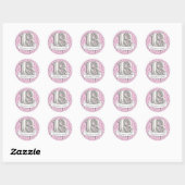 Roze en grijze ballonmeisjes 18e verjaardag ronde sticker (Vel)