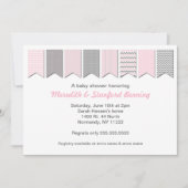 Roze en grijze banner Baby shower/uitnodiging voor Kaart (Voorkant)
