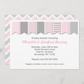 Roze en grijze banner Baby shower/uitnodiging voor Kaart (Voorkant / Achterkant)