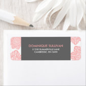 Roze en grijze batik Flowers Return Address Label (Insitu)