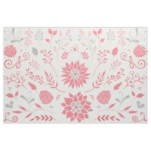 Roze en grijze bijtende Floral Pattern Stof
