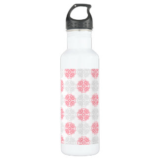 Roze en Grijze Bloei Patroon Moderne Waterfles