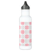 Roze en Grijze Bloei Patroon Moderne Waterfles Waterfles (Links)