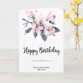 Roze en grijze bloemen Classy Waterverf Birthday Kaart (Gele Bloem)