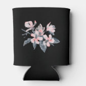 Roze en grijze bloemen Classy-Waterverf Blikjeskoeler (Achterkant)