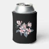 Roze en grijze bloemen Classy-Waterverf Blikjeskoeler (Blikje Achterkant)