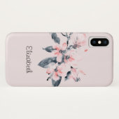 Roze en grijze bloemen Classy-Waterverf Case-Mate iPhone Case (Achterkant (horizontaal))