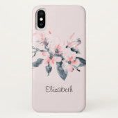 Roze en grijze bloemen Classy-Waterverf Case-Mate iPhone Case (Achterkant)