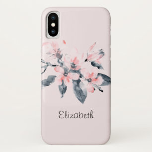 Roze en grijze bloemen Classy-Waterverf Case-Mate iPhone Case