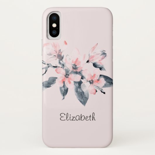 Roze en grijze bloemen Classy-Waterverf Case-Mate iPhone Case (Achterkant)