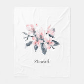 Roze en grijze bloemen Classy-Waterverf Fleece Deken (Voorkant)