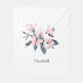 Roze en grijze bloemen Classy-Waterverf Fleece Deken