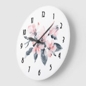 Roze en grijze bloemen Classy-Waterverf Grote Klok (Hoek)