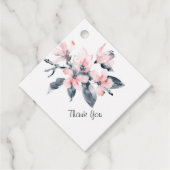 Roze en grijze bloemen Classy Waterverf Hartelijk  Bedankjes Labels (Voorkant)