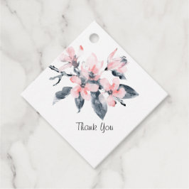 Roze en grijze bloemen Classy Waterverf Hartelijk  Bedankjes Labels