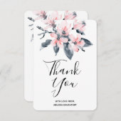 Roze en grijze bloemen Classy Waterverf Hartelijk  Bedankkaart (Voorkant / Achterkant)