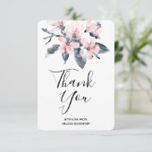 Roze en grijze bloemen Classy Waterverf Hartelijk  Bedankkaart (Staand voorkant)