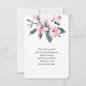 Roze en grijze bloemen Classy Waterverf Hartelijk  Bedankkaart (Achterkant)