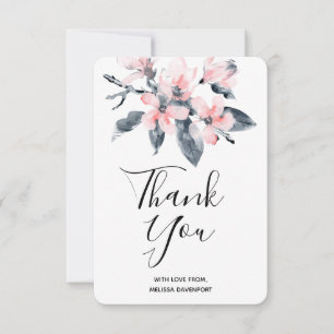 Roze en grijze bloemen Classy Waterverf Hartelijk  Bedankkaart