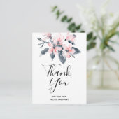 Roze en grijze bloemen Classy Waterverf Hartelijk Briefkaart (Staand voorkant)