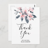 Roze en grijze bloemen Classy Waterverf Hartelijk Briefkaart (Voorkant / Achterkant)