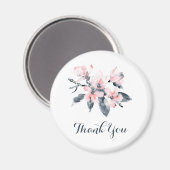 Roze en grijze bloemen Classy Waterverf Hartelijk  Magneet (Voorkant / Achterkant)