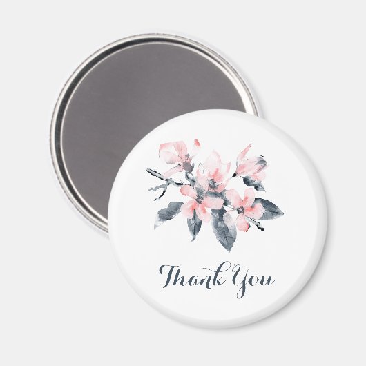 Roze en grijze bloemen Classy Waterverf Hartelijk  Magneet (Voorkant / Achterkant)