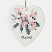 Roze en grijze bloemen Classy-Waterverf Keramisch Ornament (Rechts)