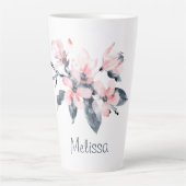 Roze en grijze bloemen Classy-Waterverf Latte Mok (Voorkant)