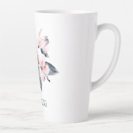 Roze en grijze bloemen Classy-Waterverf Latte Mok