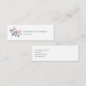 Roze en grijze bloemen Classy-Waterverf Mini Visitekaartje (Voorkant / Achterkant)