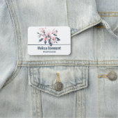 Roze en grijze bloemen Classy-Waterverf Naamplaatje (In situ)