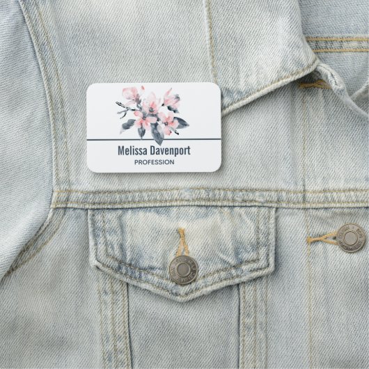 Roze en grijze bloemen Classy-Waterverf Naamplaatje (In situ)