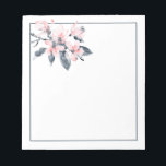 Roze en grijze bloemen Classy-Waterverf Notitieblok<br><div class="desc">Een notitieblok met een  waterverf van roze bloemen met grijze bladeren op één stengel. Een modern elegant botanisch ontwerp.</div>