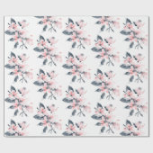 Roze en grijze bloemen Classy Waterverf Patroon Cadeaupapier (Vlak)