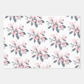 Roze en grijze bloemen Classy Waterverf Patroon Inpakpapier Vel (Voorkant)