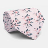 Roze en grijze bloemen Classy Waterverf Patroon Stropdas (Opgerold)