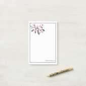 Roze en grijze bloemen Classy-Waterverf Post-it® Notes (Op bureau)