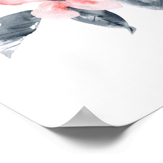 Roze en grijze bloemen Classy-Waterverf Poster (Hoek)