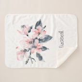 Roze en grijze bloemen Classy-Waterverf Sherpa Deken (Voorkant (horizontaal))