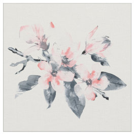 Roze en grijze bloemen Classy-Waterverf Stof