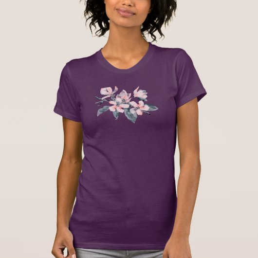 Roze en grijze bloemen Classy-Waterverf T-shirt (Voorkant)