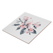 Roze en grijze bloemen Classy-Waterverf Tegeltje (Zijkant)