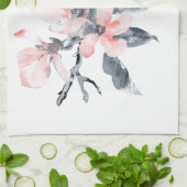 Roze en grijze bloemen Classy-Waterverf Theedoek (Gevouwen)