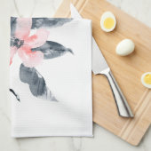 Roze en grijze bloemen Classy-Waterverf Theedoek (Quarter Fold)