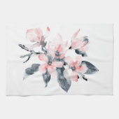 Roze en grijze bloemen Classy-Waterverf Theedoek (Horizontaal)